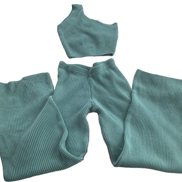 Nasty Gal Pants - Nasty Gal Teal Ribbed Pantsuit